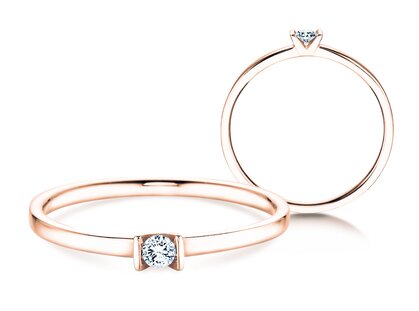 Engagement ring Love in 14K rosé gold with diamond 0.04ct G/SI