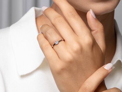 Engagement ring Madison in 14K rosé gold with diamond 0.20ct G/IF