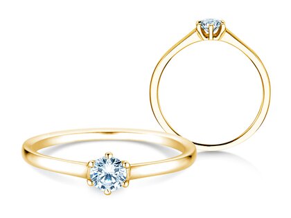 Engagement ring Madison in 14K yellow gold with diamond 0.15ct H/SI