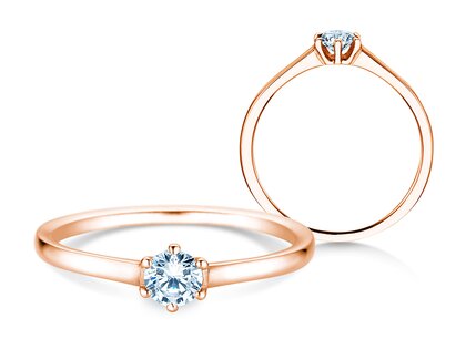 Engagement ring Madison in 14K rosé gold with diamond 0.20ct G/IF