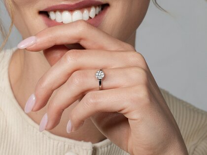 Engagement ring Melody in 14K rosé gold with diamond 1.00ct G/IF