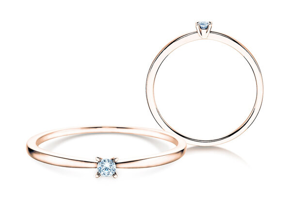 Engagement ring Modern Petite in 14K rosé gold with diamond 0.05ct G/SI