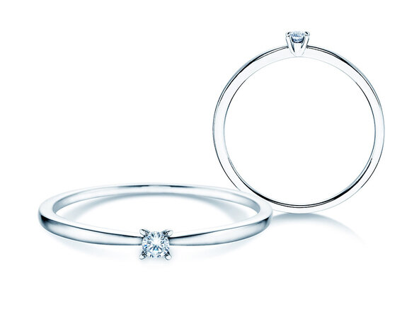 Engagement ring Modern Petite in 14K white gold with diamond 0.05ct G/SI