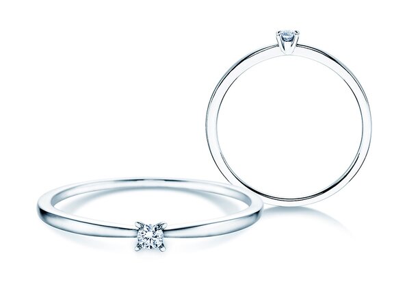 Engagement ring Modern Petite in 14K white gold with diamond 0.05ct G/SI