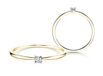 Engagement ring Modern Petite in 14K yellow gold with diamond 0.05ct G/SI