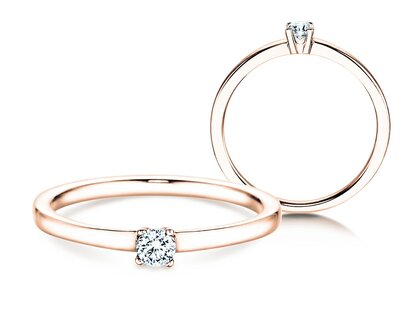 Engagement ring Modern Petite in 14K rosé gold with diamond 0.14ct