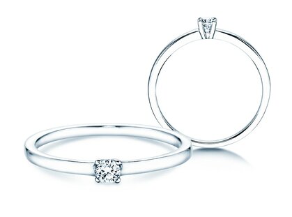 Engagement ring Modern Petite in 14K white gold with diamond 0.08ct