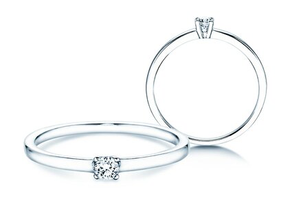 Engagement ring Modern Petite in 14K white gold with diamond 0.11ct