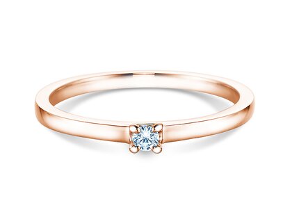 Engagement ring Modern in 14K rosé gold with diamond 0.05ct G/SI