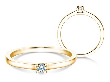 Engagement ring Modern in 9K yellow gold with diamond 0.05ct H/SI