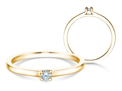 Engagement ring Modern in 14K yellow gold with diamond 0.05ct H/SI