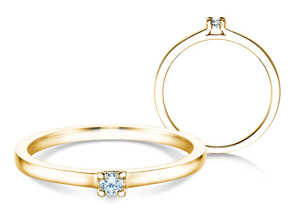 Engagement ring Modern in 14K yellow gold with diamond 0.05ct H/SI