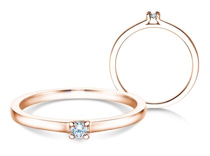Engagement ring Modern in 14K rosé gold with diamond 0.05ct H/SI