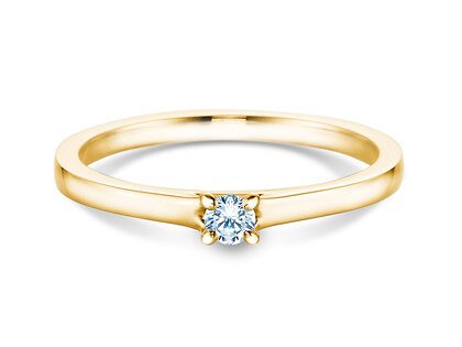 Engagement ring Modern in 14K yellow gold with diamond 0.10ct H/SI