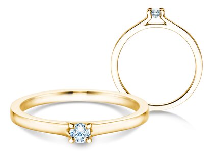 Engagement ring Modern in 14K yellow gold with diamond 0.10ct H/SI