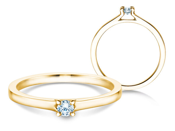 Engagement ring Modern in 14K yellow gold with diamond 0.10ct H/SI