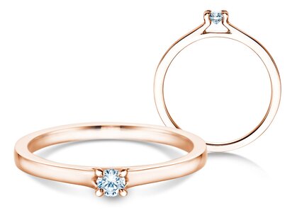 Engagement ring Modern in 14K rosé gold with diamond 0.10ct G/SI