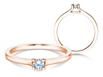 Engagement ring Modern in 9K rosé gold with lab-grown diamond 0.15ct