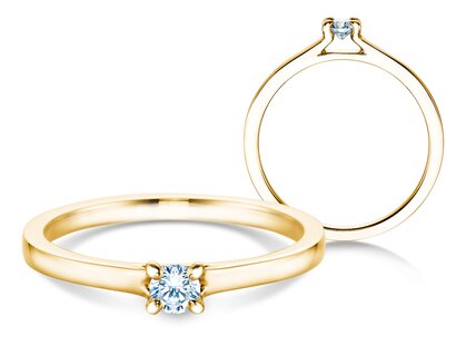 Engagement ring Modern in 18K yellow gold with diamond 0.15ct G/SI