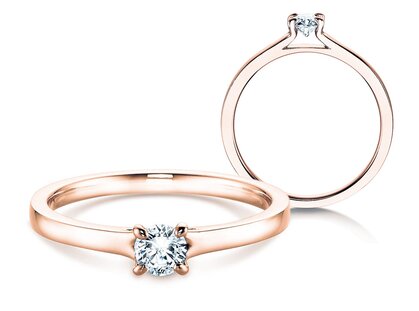 Engagement ring Modern in 14K rosé gold with diamond 0.25ct H/SI