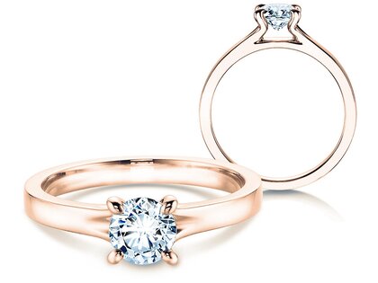 Engagement ring Modern in 14K rosé gold with diamond 0.50ct H/SI