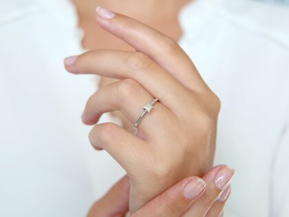 Engagement ring Princess in 14K white gold with diamond 0.25ct G/SI