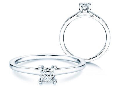 Engagement ring Princess in 18K white gold with diamond 0.35ct G/SI