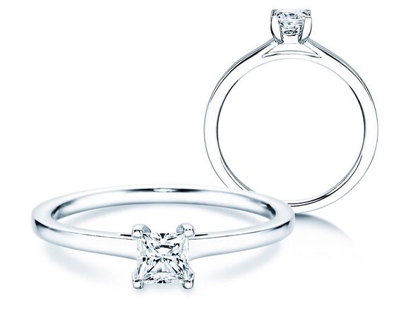 Engagement ring Princess in 18K white gold with diamond 0.35ct G/SI