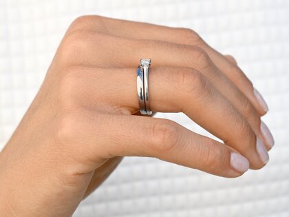 Engagement ring Princess in 14K white gold with diamond 0.25ct G/SI