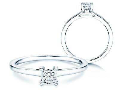 Engagement ring Princess in white gold