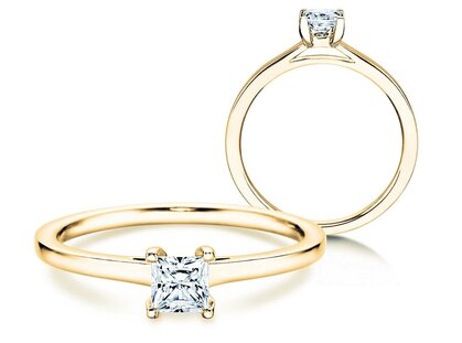 Engagement ring Princess in 14K yellow gold with diamond 0.35ct G/SI