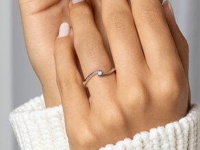 Engagement ring Twist Petite in 14K rosé gold with diamond 0.04ct G/SI