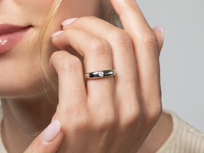 Engagement ring Promise in silver 925/- with diamond 0.10ct D/IF
