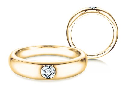 Engagement ring Promise in 14K yellow gold with diamond 0.03ct H/SI