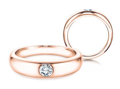 Engagement ring Promise in 18K rosé gold with diamond 0.05ct G/SI