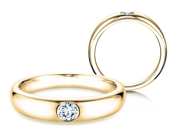 Engagement ring Promise in 14K yellow gold with diamond 0.15ct H/SI