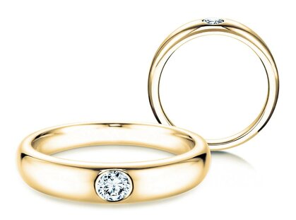 Engagement ring Promise in 18K yellow gold with diamond 0.15ct G/SI