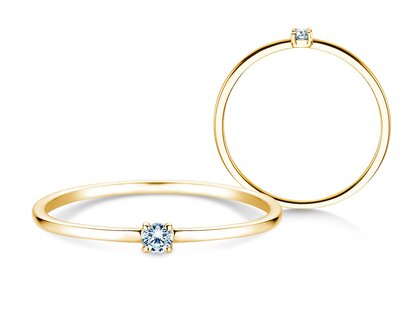 Engagement ring Pure in 14K yellow gold with diamond 0.04ct G/SI