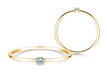 Engagement ring Pure in 9K yellow gold with diamond 0.04ct G/SI