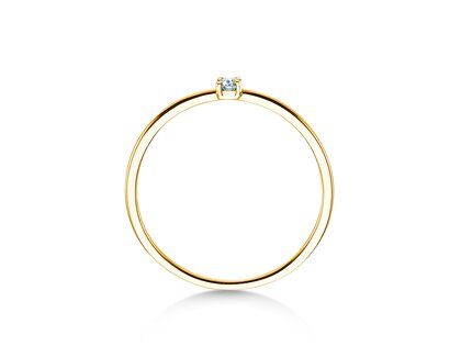 Engagement ring Pure in 9K yellow gold with diamond 0.04ct G/SI