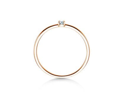 Engagement ring Pure in 9K rosé gold with diamond 0.04ct G/SI