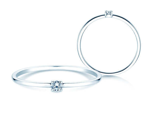 Engagement ring Pure in 9K white gold with diamond 0.04ct G/SI