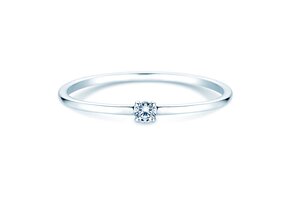 Engagement ring Pure in 9K white gold with diamond 0.04ct G/SI