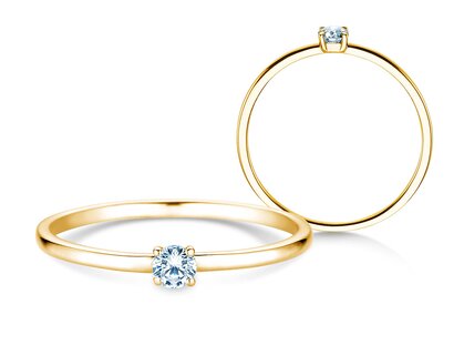 Engagement ring Pure in 18K yellow gold with diamond 0.08ct G/SI