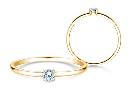 Engagement ring Pure in 14K yellow gold with diamond 0.08ct G/SI