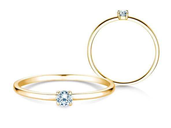 Engagement ring Pure in 14K yellow gold with diamond 0.08ct G/SI