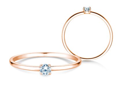 Engagement ring Pure in 9K rosé gold with diamond 0.08ct G/SI