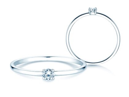 Engagement ring Pure in 14K white gold with diamond 0.08ct G/SI
