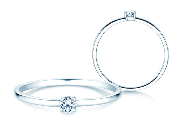 Engagement ring Pure in 14K white gold with diamond 0.08ct G/SI