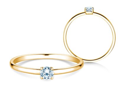 Engagement ring Pure in 14K yellow gold with diamond 0.13ct G/SI